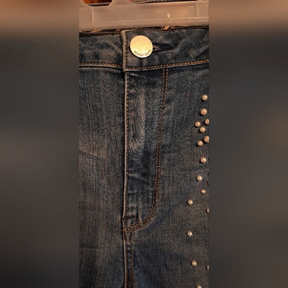Ladies Seven7 Pearl Embellished Mid Rise Skinny Jeans Limited Edition Size 16 - Picture 2 of 9